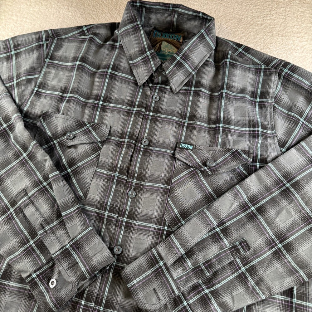 Dixxon The Grotto Flannel Long Sleeve Shirt Mens 2XL Gray Plaid Button Up